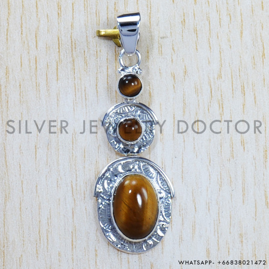 Tiger Eye 925 Sterling Silver Pendant (SJWP-708) Tiger Eye 925 Sterling Silver Pendant (SJWP-708)