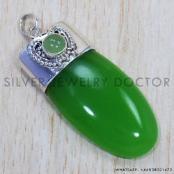 Prehnite 925 Sterling Silver Pendant (SJWP-710) Prehnite 925 Sterling Silver Pendant (SJWP-710)