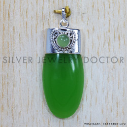 Prehnite 925 Sterling Silver Pendant (SJWP-710)