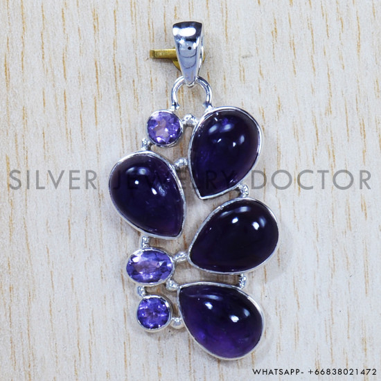 Multi Gemstone 925 Sterling Silver Pendant (SJWP-712) Multi Gemstone 925 Sterling Silver Pendant (SJWP-712)