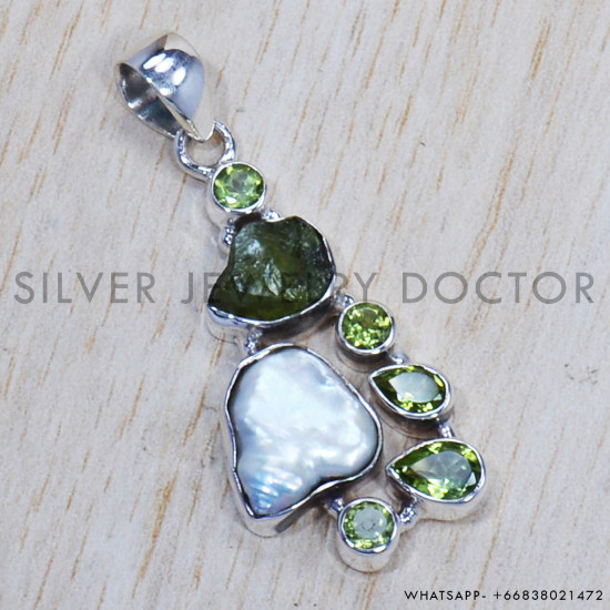 Multi Gemstone 925 Sterling Silver Pendant (SJWP-714) Multi Gemstone 925 Sterling Silver Pendant (SJWP-714)