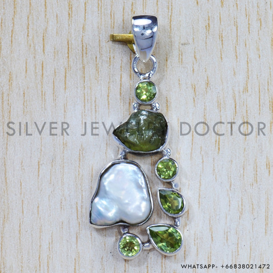 Multi Gemstone 925 Sterling Silver Pendant (SJWP-714) Multi Gemstone 925 Sterling Silver Pendant (SJWP-714)