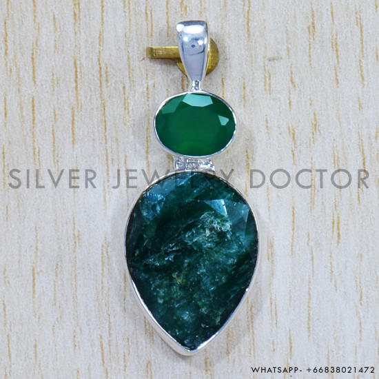 Multi Gemstone 925 Sterling Silver Pendant (SJWP-715)