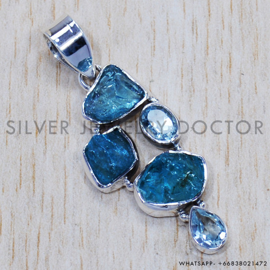 Multi Gemstone 925 Sterling Silver Pendant (SJWP-716) Multi Gemstone 925 Sterling Silver Pendant (SJWP-716)