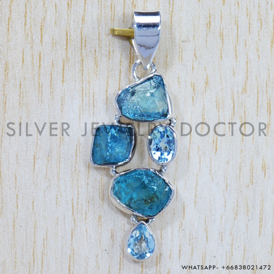 Multi Gemstone 925 Sterling Silver Pendant (SJWP-716) Multi Gemstone 925 Sterling Silver Pendant (SJWP-716)