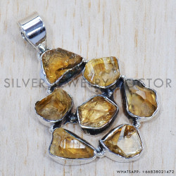 Rough Citrine 925 Sterling Silver Pendant (SJWP-717) Rough Citrine 925 Sterling Silver Pendant (SJWP-717)