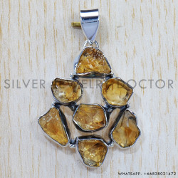 Rough Citrine 925 Sterling Silver Pendant (SJWP-717)