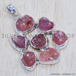 Rough Rose Quartz 925 Sterling Silver Pendant (SJWP-718) Rough Rose Quartz 925 Sterling Silver Pendant (SJWP-718)