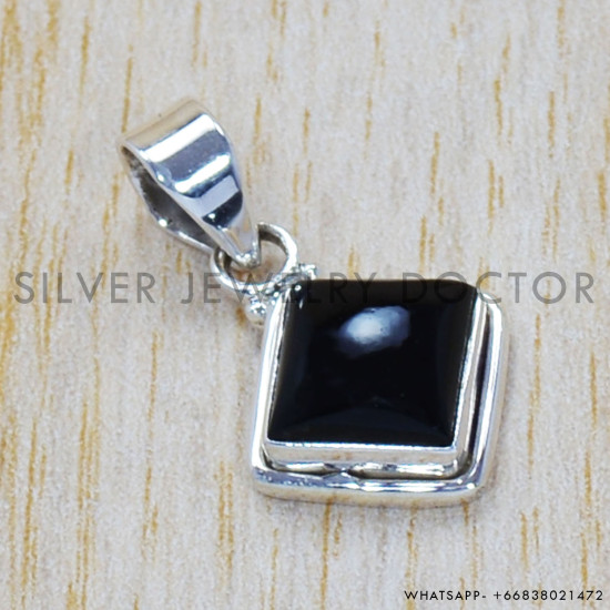 Black Onyx 925 Sterling Silver Pendant (SJWP-724)