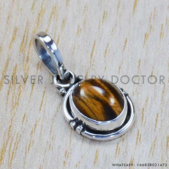 Tiger Eye 925 Sterling Silver Pendant (SJWP-726)