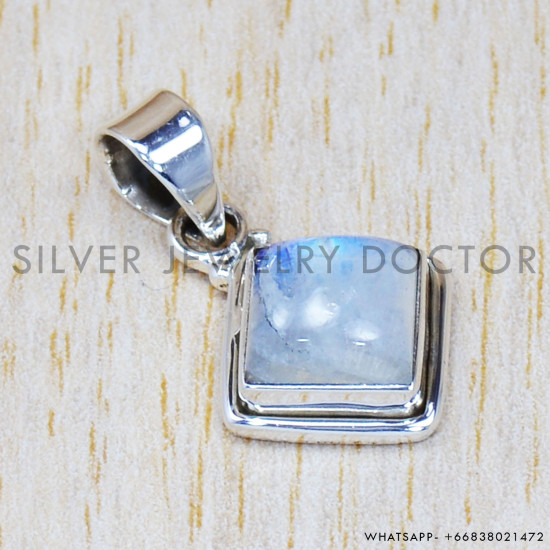 Rainbow Moonstone 925 Sterling Silver Pendant (SJWP-741)