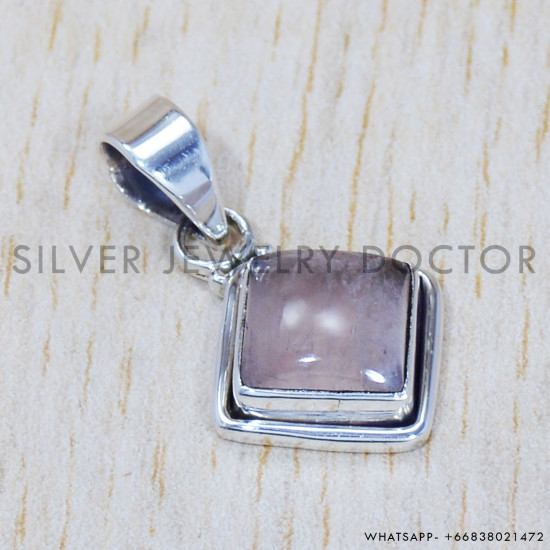 Rose Quartz 925 Sterling Silver Pendant (SJWP-744)