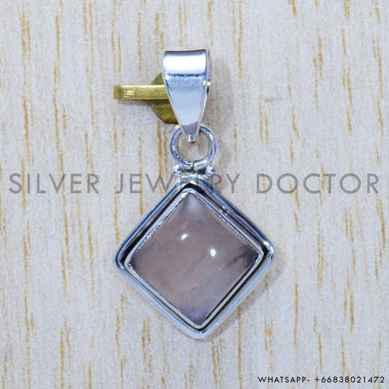 Rose Quartz 925 Sterling Silver Pendant (SJWP-744)