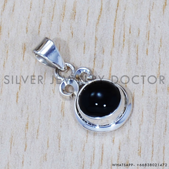 Black Onyx 925 Sterling Silver Pendant (SJWP-745)