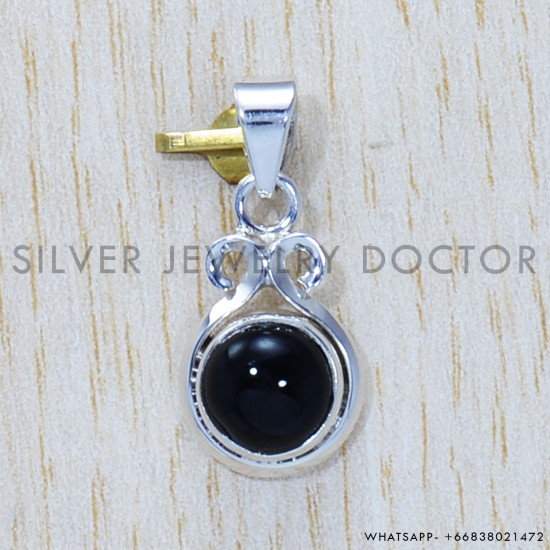 Black Onyx 925 Sterling Silver Pendant (SJWP-745)