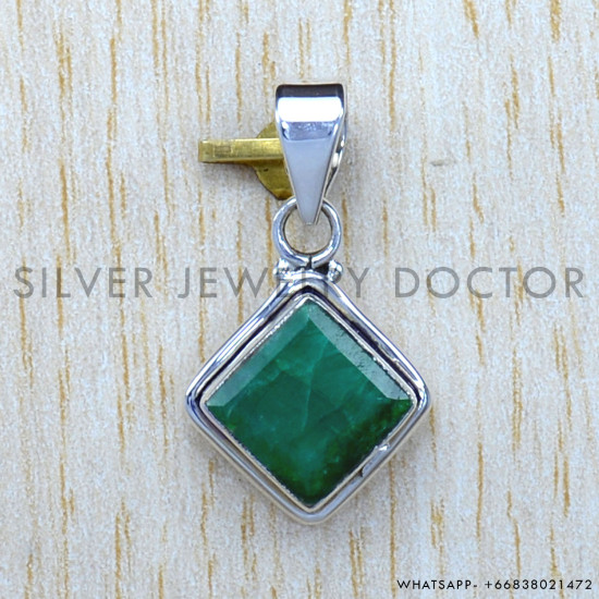 Emerald 925 Sterling Silver Pendant (SJWP-747)