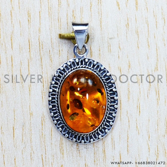 Amber 925 Sterling Silver Pendant (SJWP-751)