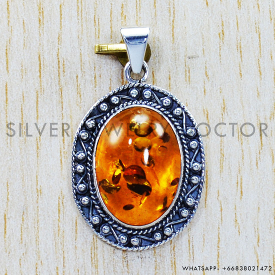 Amber 925 Sterling Silver Pendant (SJWP-752)