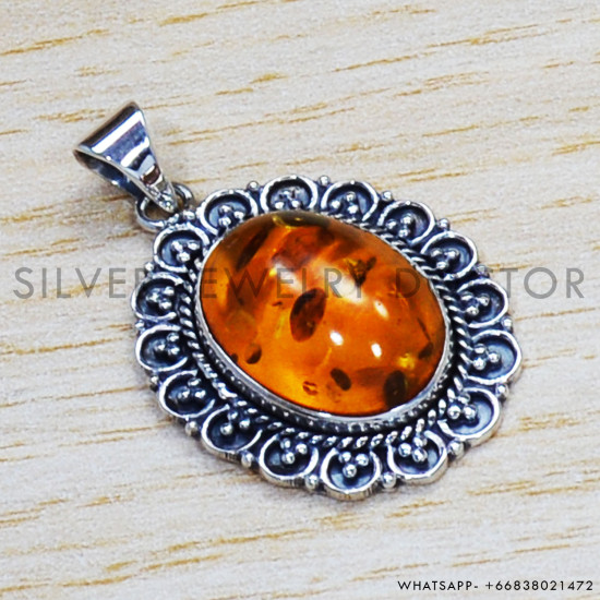 Amber 925 Sterling Silver Pendant (SJWP-753)