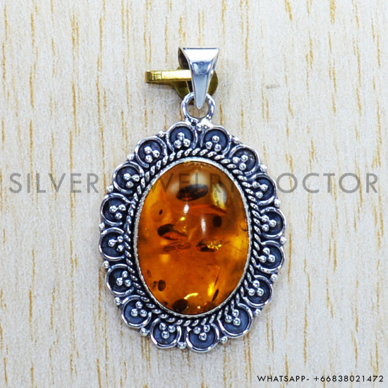Amber 925 Sterling Silver Pendant (SJWP-753)