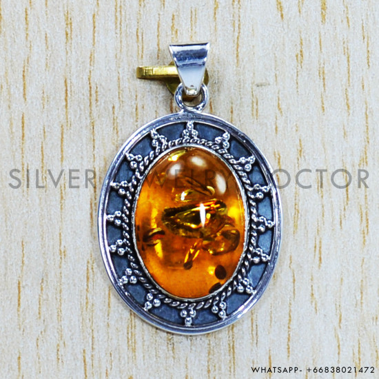 Amber 925 Sterling Silver Pendant (SJWP-754)
