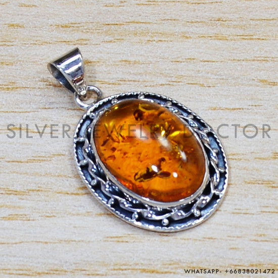 Amber 925 Sterling Silver Pendant (SJWP-755)