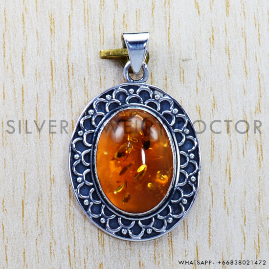 Amber 925 Sterling Silver Pendant (SJWP-756)