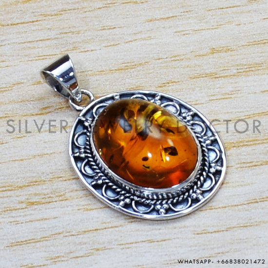 Amber 925 Sterling Silver Pendant (SJWP-757)