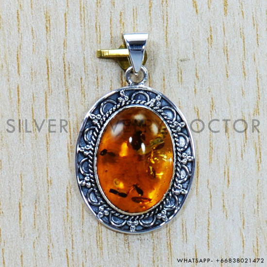 Amber 925 Sterling Silver Pendant (SJWP-757)