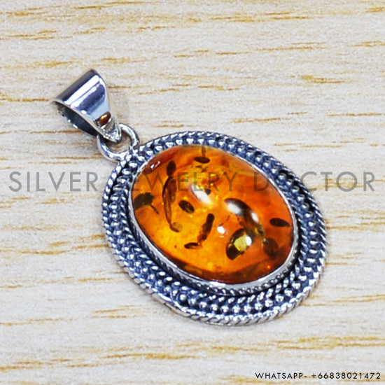 Amber 925 Sterling Silver Pendant (SJWP-760)