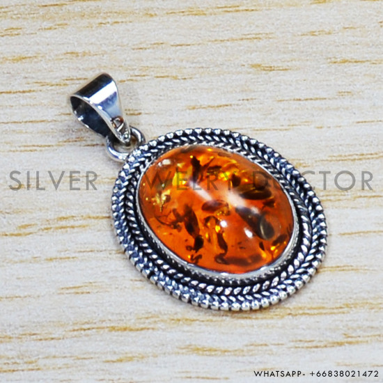 Amber 925 Sterling Silver Pendant (SJWP-761)