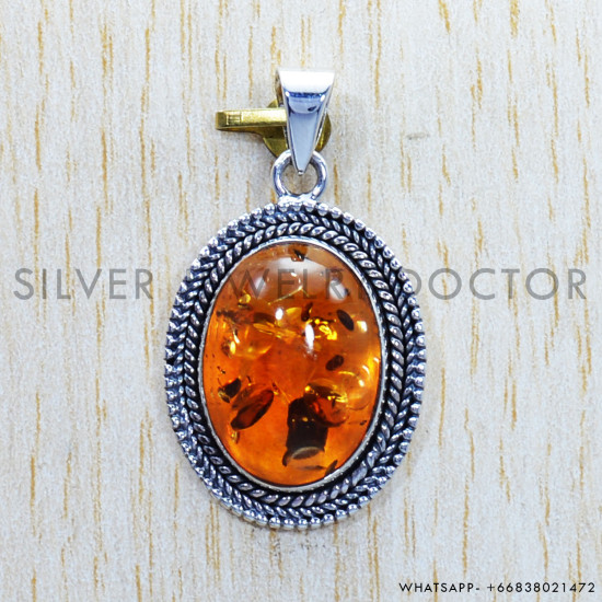 Amber 925 Sterling Silver Pendant (SJWP-761)