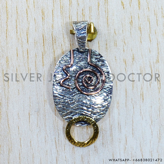 Silver And Brass 925 Sterling Silver Pendant (SJWP-763)