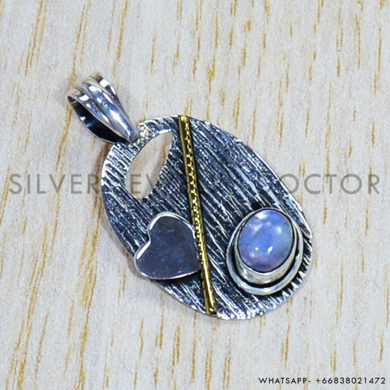 Rainbow Moonstone 925 Sterling Silver Pendant (SJWP-764)