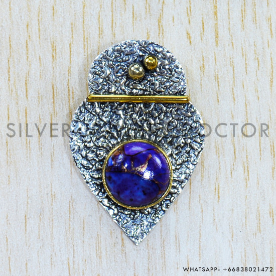 Purple Copper Turquoise 925 Sterling Silver Pendant (SJWP-770)
