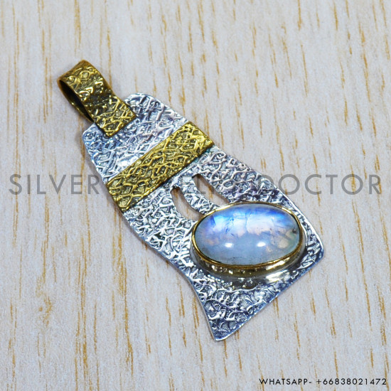 Rainbow Moonstone 925 Sterling Silver Pendant (SJWP-773)
