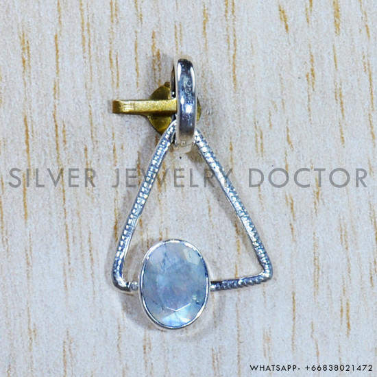 Rainbow Moonstone 925 Sterling Silver Pendant (SJWP-777)