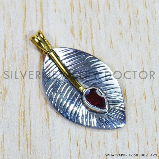 Garnet 925 Sterling Silver Pendant (SJWP-778)