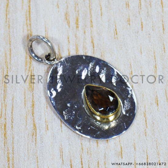 Smoky Quartz 925 Sterling Silver Pendant (SJWP-781)