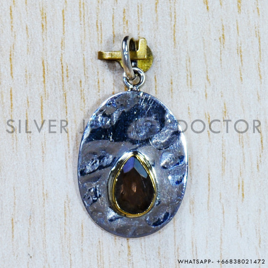 Smoky Quartz 925 Sterling Silver Pendant (SJWP-781)