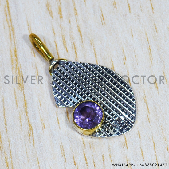 Amethyst 925 Sterling Silver Pendant (SJWP-782)