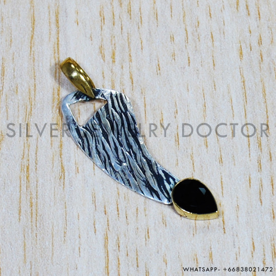 Black Onyx 925 Sterling Silver Pendant (SJWP-785)