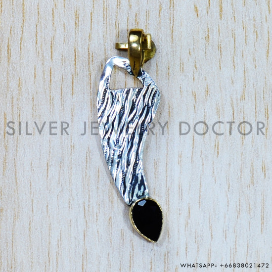 Black Onyx 925 Sterling Silver Pendant (SJWP-785)