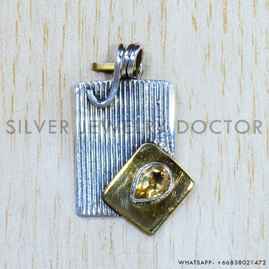 Citrine 925 Sterling Silver Pendant (SJWP-795)