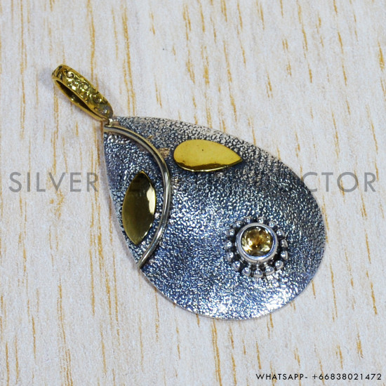 Citrine 925 Sterling Silver Pendant (SJWP-797)