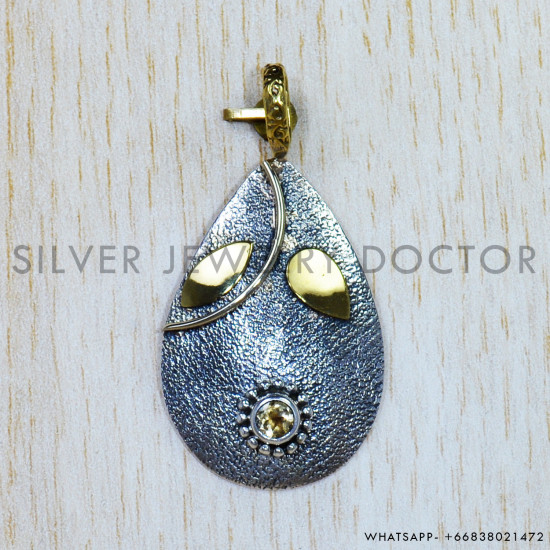 Citrine 925 Sterling Silver Pendant (SJWP-797)
