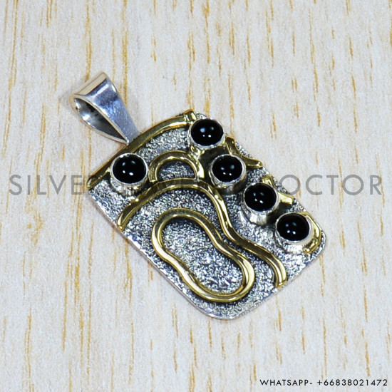 Black Onyx 925 Sterling Silver Pendant (SJWP-803)