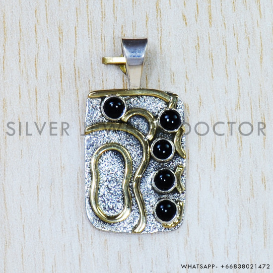 Black Onyx 925 Sterling Silver Pendant (SJWP-803)