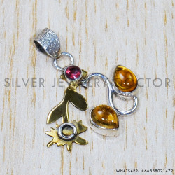 Multi Gemstones 925 Sterling Silver Pendant (SJWP-804)
