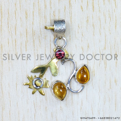 Multi Gemstones 925 Sterling Silver Pendant (SJWP-804)